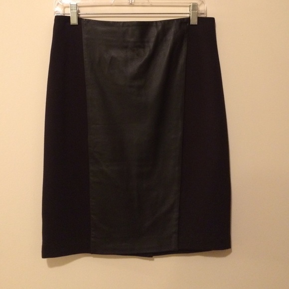 J.McLaughlin leather/jersey black pencil skirt