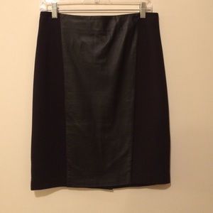J.McLaughlin leather/jersey black pencil skirt