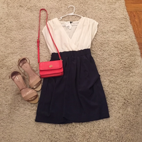 Navy and white dress