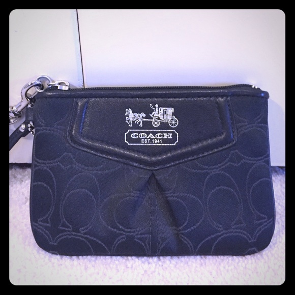 LIKE NEW Black/Silver Coach Mini Wristlet