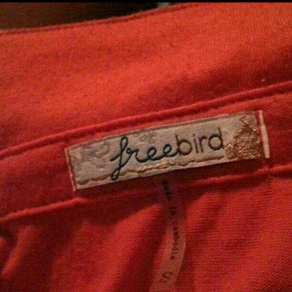 Freebird Orange button down crop top - Picture 2 of 2