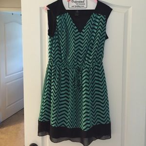 Green and black chevron dress