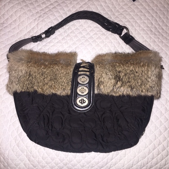 COACH bag with big fur trim and leather
