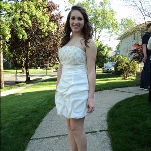 Jessica McClintock cream and gold party dress