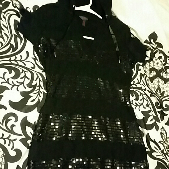 Dereon Black hooded Sweatshirt dress