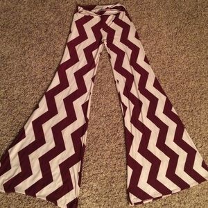 Maroon and White Palazzo Pants