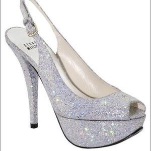 Stuart Weitzman 8.5 Sparkly Peeptoe Platform Pumps