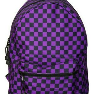 Purple checkered backpack