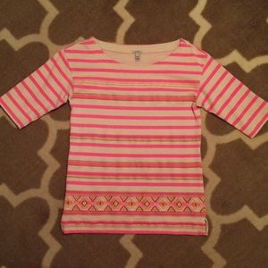 J Crew Pink Striped Top