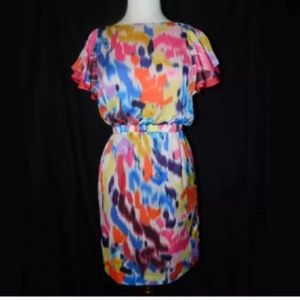 Jessica Simpson Watercolor Dress Flutter Rainbow