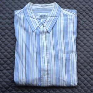 Men's baby blue & yellow striped collared shirt