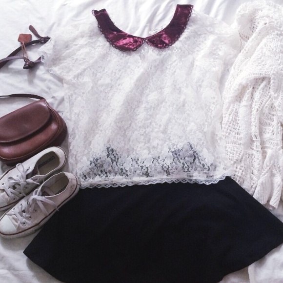 Velvet peter pan collar top