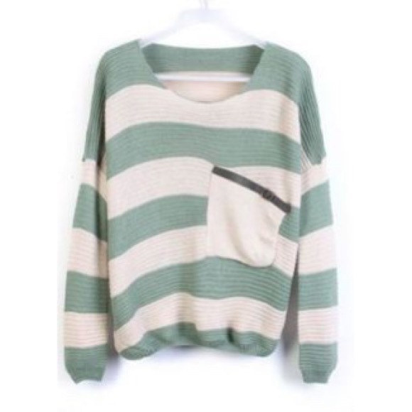 Green and white sweater