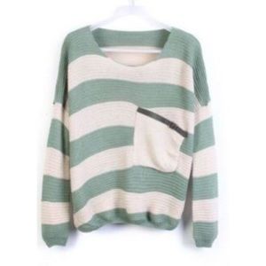 Green and white sweater