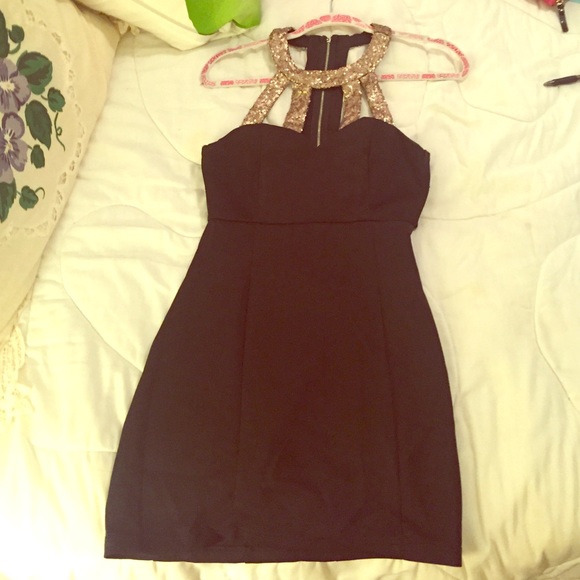 Black dress with gold embellishment