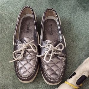 Platinum quilted Sperry top-sider - size 7.5 EUC