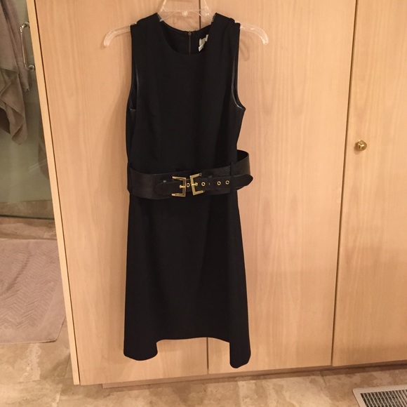 Black dress with wide belt