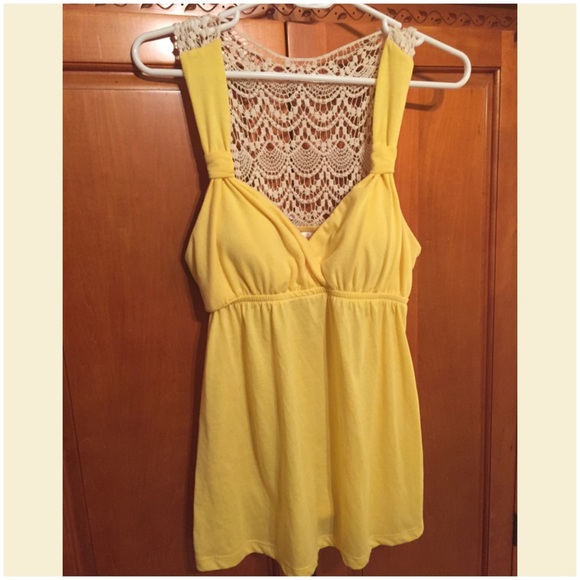 Yellow Crocheted back Tank