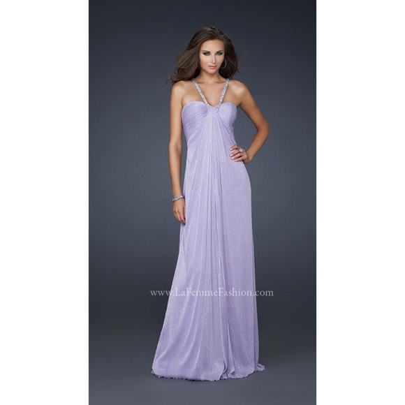Long Lavender Halter Prom Dress, La Femme 17449