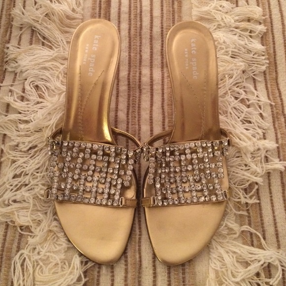 Kate Spade Avalon jeweled gold sandal