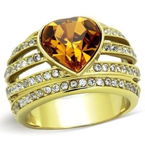 Stainless steel ion plating topaz ring
