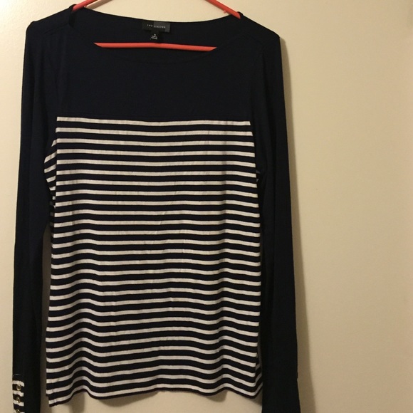 Navy and white striped shirt