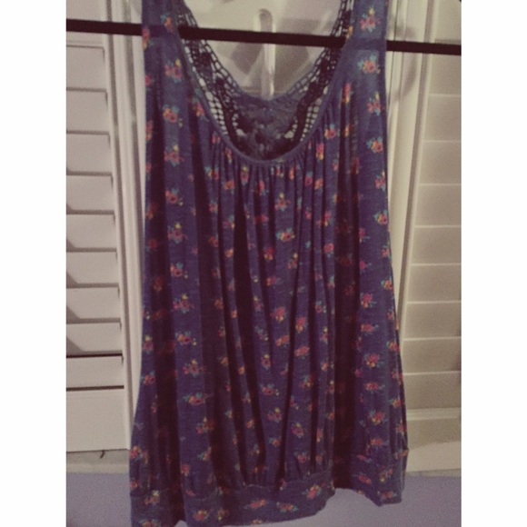 Floral laced tank top