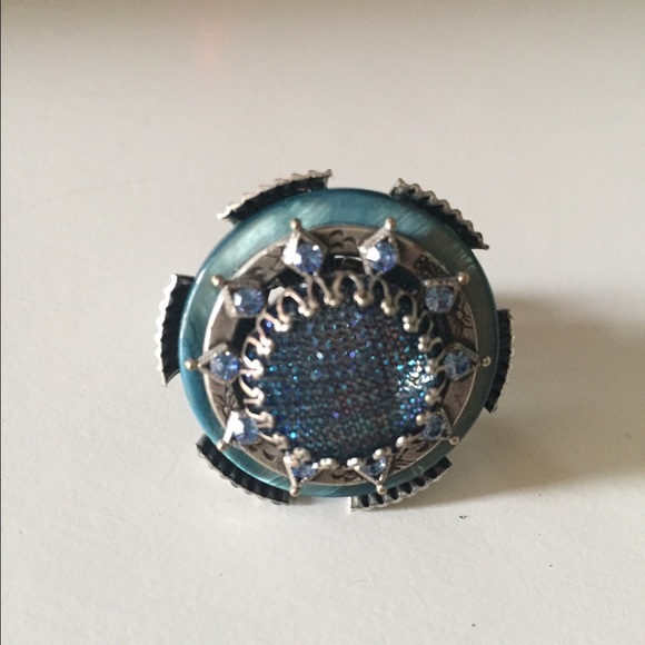 Blue and Silver Statement Ring