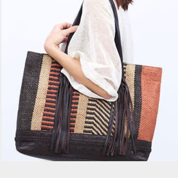 Brand new Zara woven fringe bag