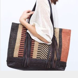 Brand new Zara woven fringe bag