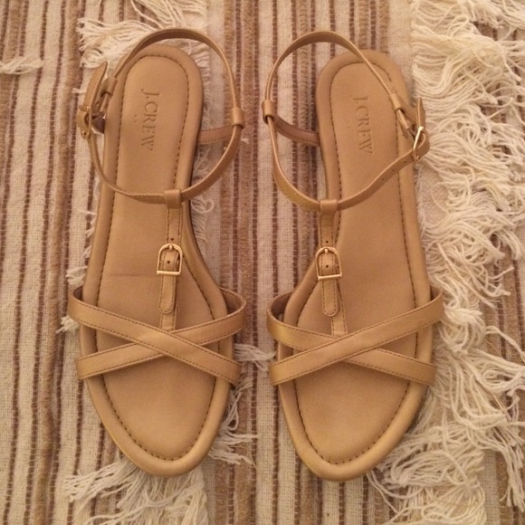 J.Crew metallic gold flat sandal