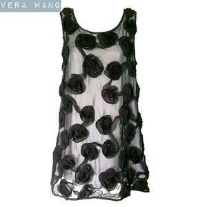 Vera Wang 100% Silk Rose Organza Shift Mini