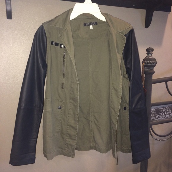 Green and black leather Love Culture Jacket