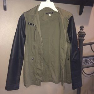 Green and black leather Love Culture Jacket