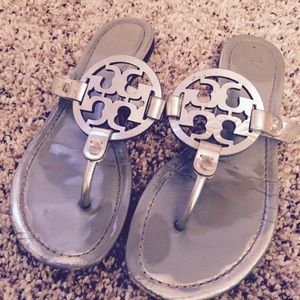 Silver Tory Burch Miller Sandals