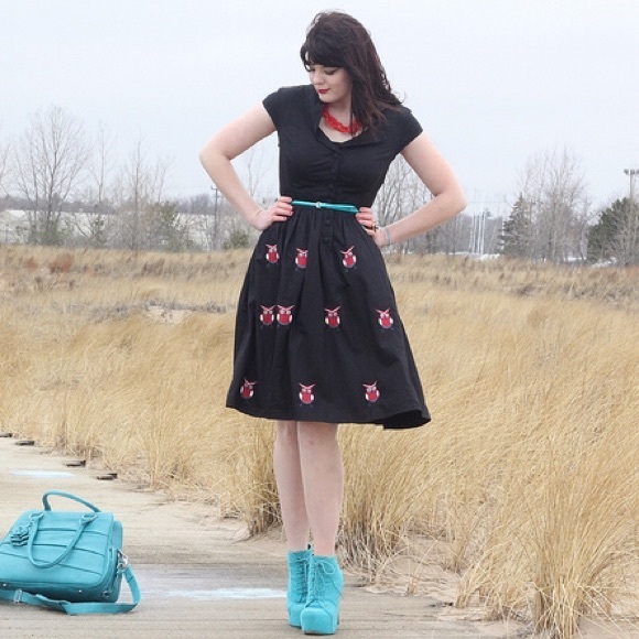 eShakti owl print 1950's doowop dress