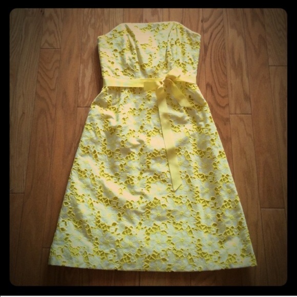 Lilly Pulitzer yellow floral overlay dress--BEAUTY - Picture 4 of 4