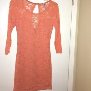 Salmon color Crochet Dress