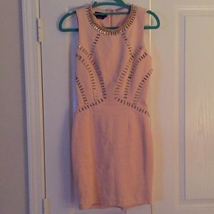 Bebe Light pink/ peach embellished bodycon dress