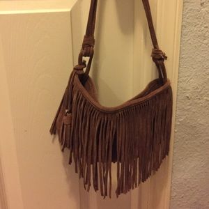 Suede fringed handbag