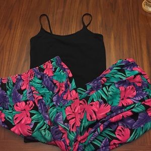 Hawaiian Floral Midi Skirt