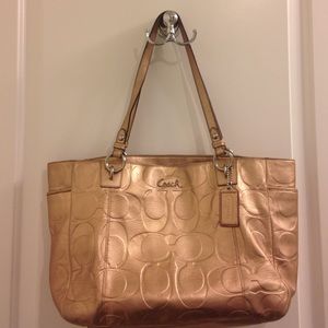 Light Rose Gold Coach Tote