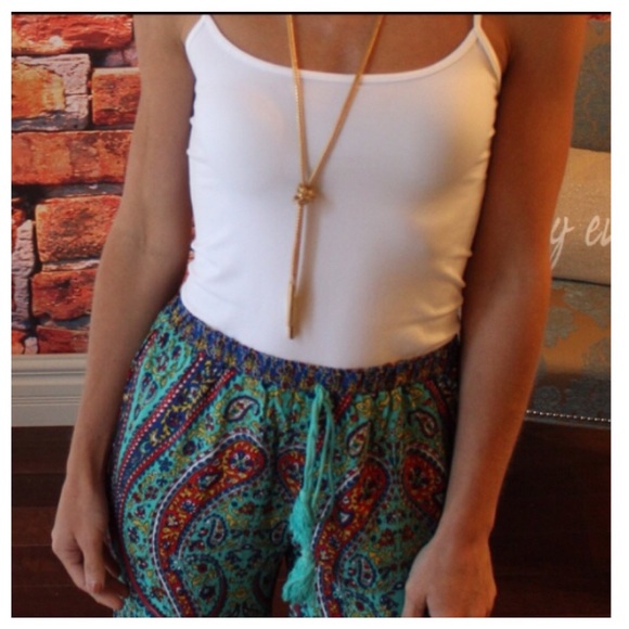 Green printed tie front palazzo pants - Picture 3 of 3