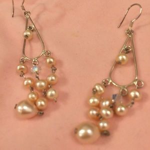NWOT Pretty Pink Pearlescent Chandelier Earrings