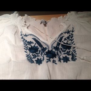 Embroidered peasant top