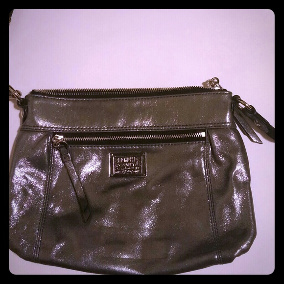 Coach cross body metallic silver