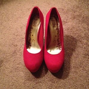 Red velvet heels