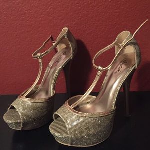 Gold high heels