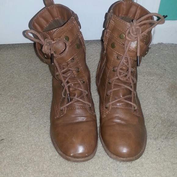 brown combat boots