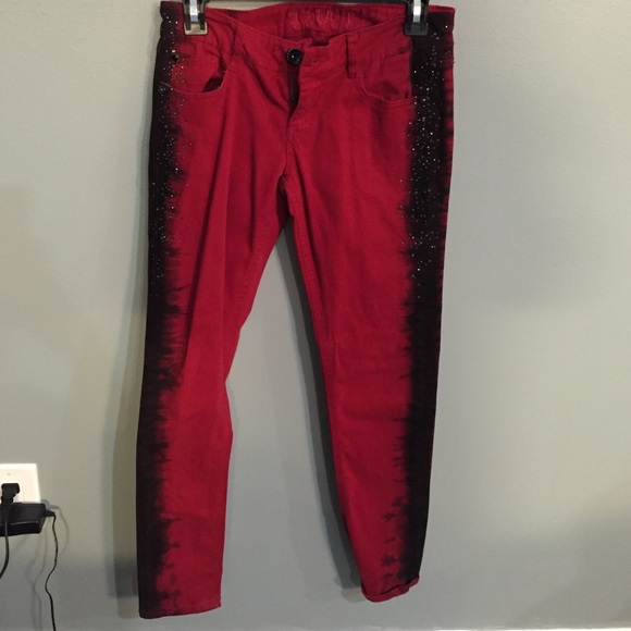 Red and black jeans